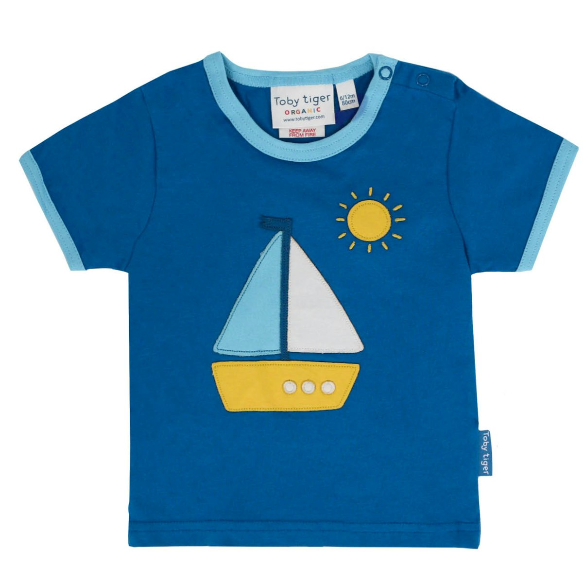 Kurzarm T-Shirt Segelschiff-Applikation blau 86
