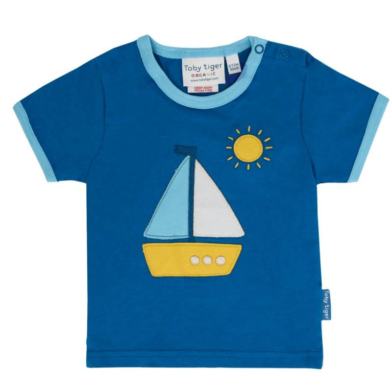 Kurzarm T-Shirt Segelschiff-Applikation blau 86 Kurzarm T-Shirt Segelschiff-Applikation blau 86