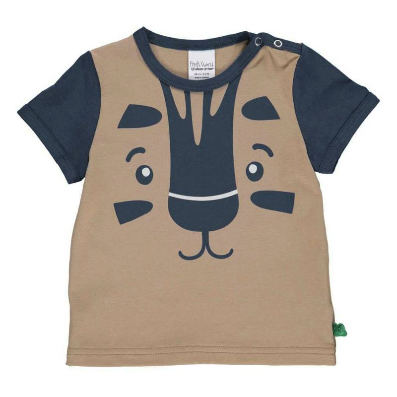 Kurzarm T-Shirt Tiergesicht hellbraun 74