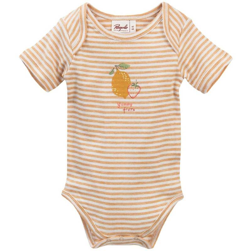 Kurzarmbody gestreift Frucht honiggelb 98/104