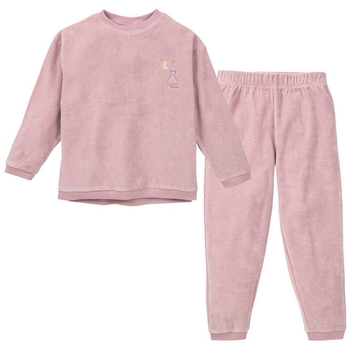Kuschelig weicher Schlafanzug Nicki Katze rosa 122/128