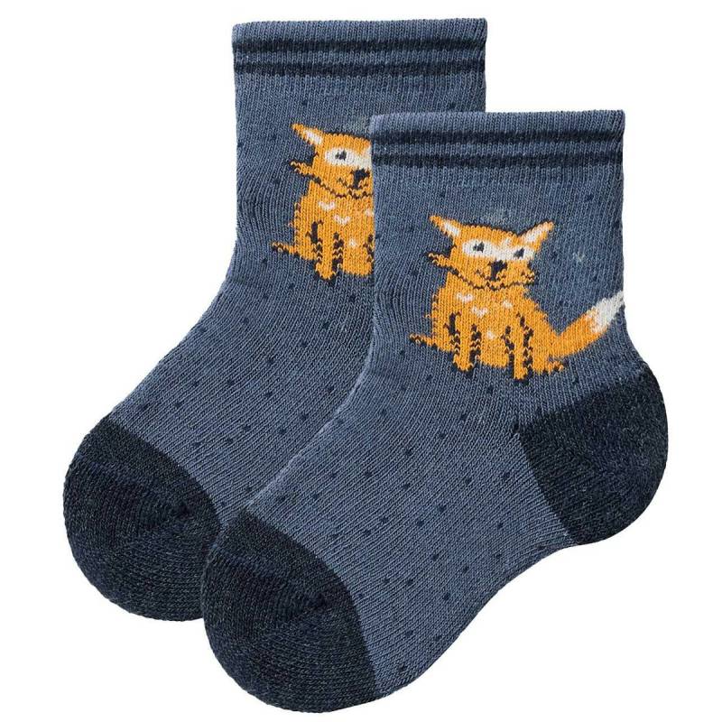Kuschelige Frotteesöckchen Fuchs indigoblau 19/21