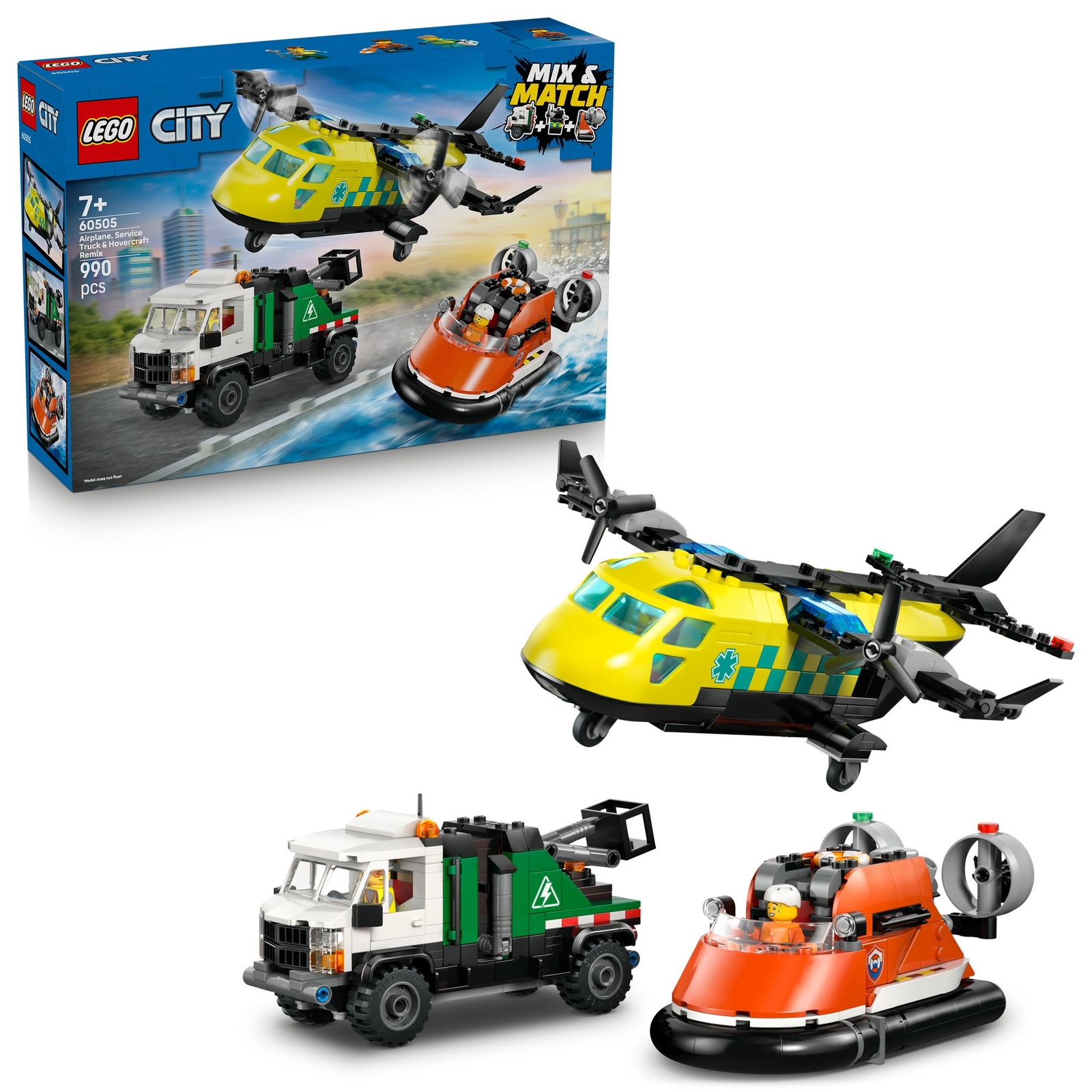 LEGO City Airplane, Service Truck & Hovercraft Remix 60505