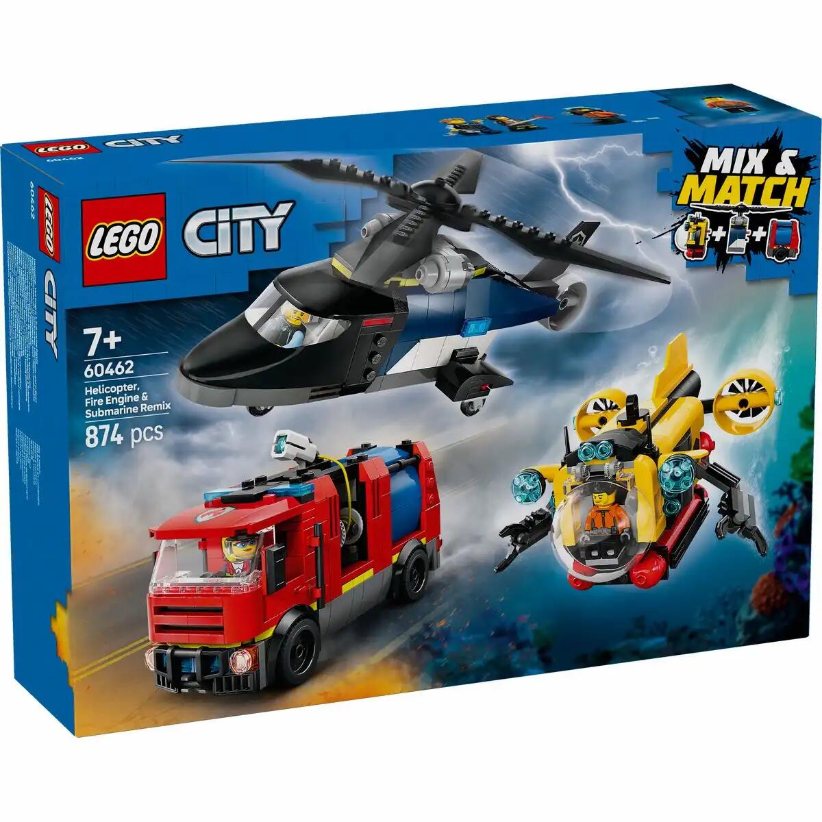 LEGO City Kombinationsset mit Hubschrauber Löschauto und U-Boot