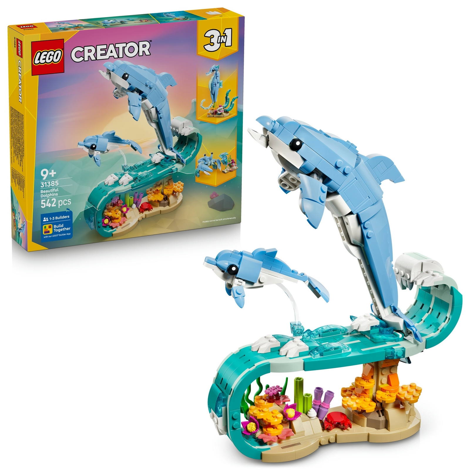 LEGO Creator 3in1 Sea Animals: Beautiful Dolphins Toy 31385 LEGO Creator 3in1 Sea Animals: Beautiful Dolphins Toy 31385
