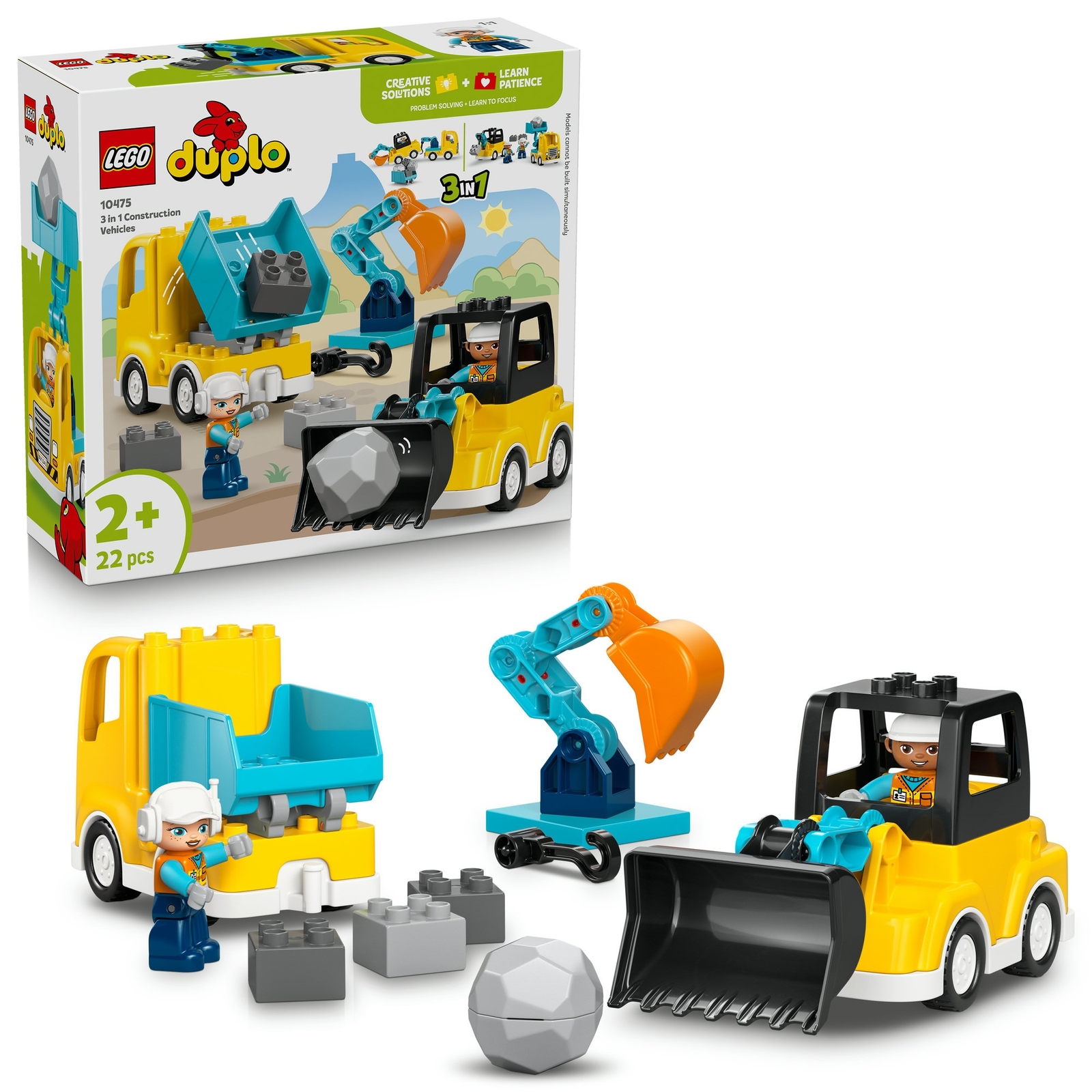 LEGO DUPLO 3 in 1 Construction Vehicles Building Toy 10475