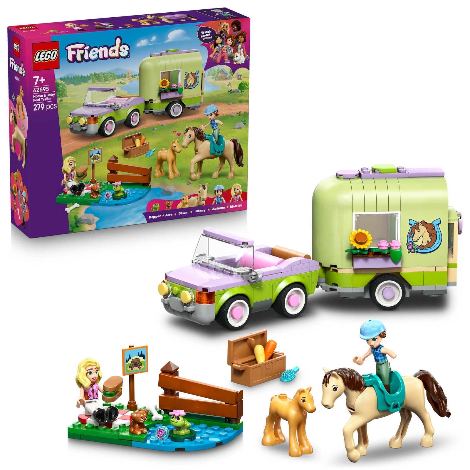 LEGO Friends Horse & Baby Foal Trailer with Car Toy 42695