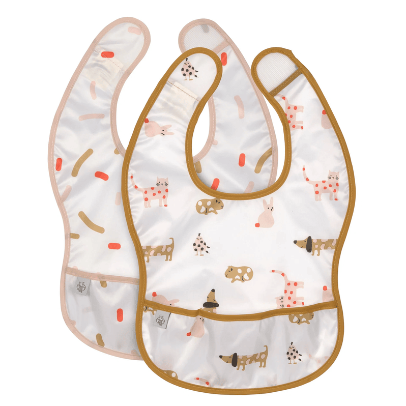 Lässig - LÄSSIG Lätzchen mit Auffangtasche Little Mateys Spicy Orange (2er Set)