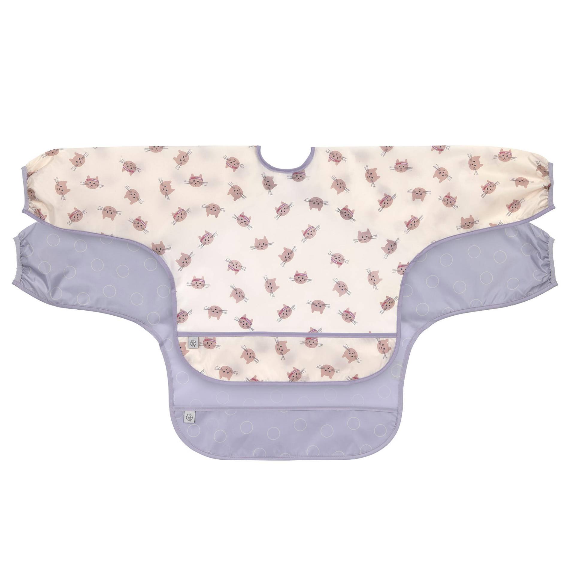 Lässig - Lätzchen mit Ärmel / Katze / lila