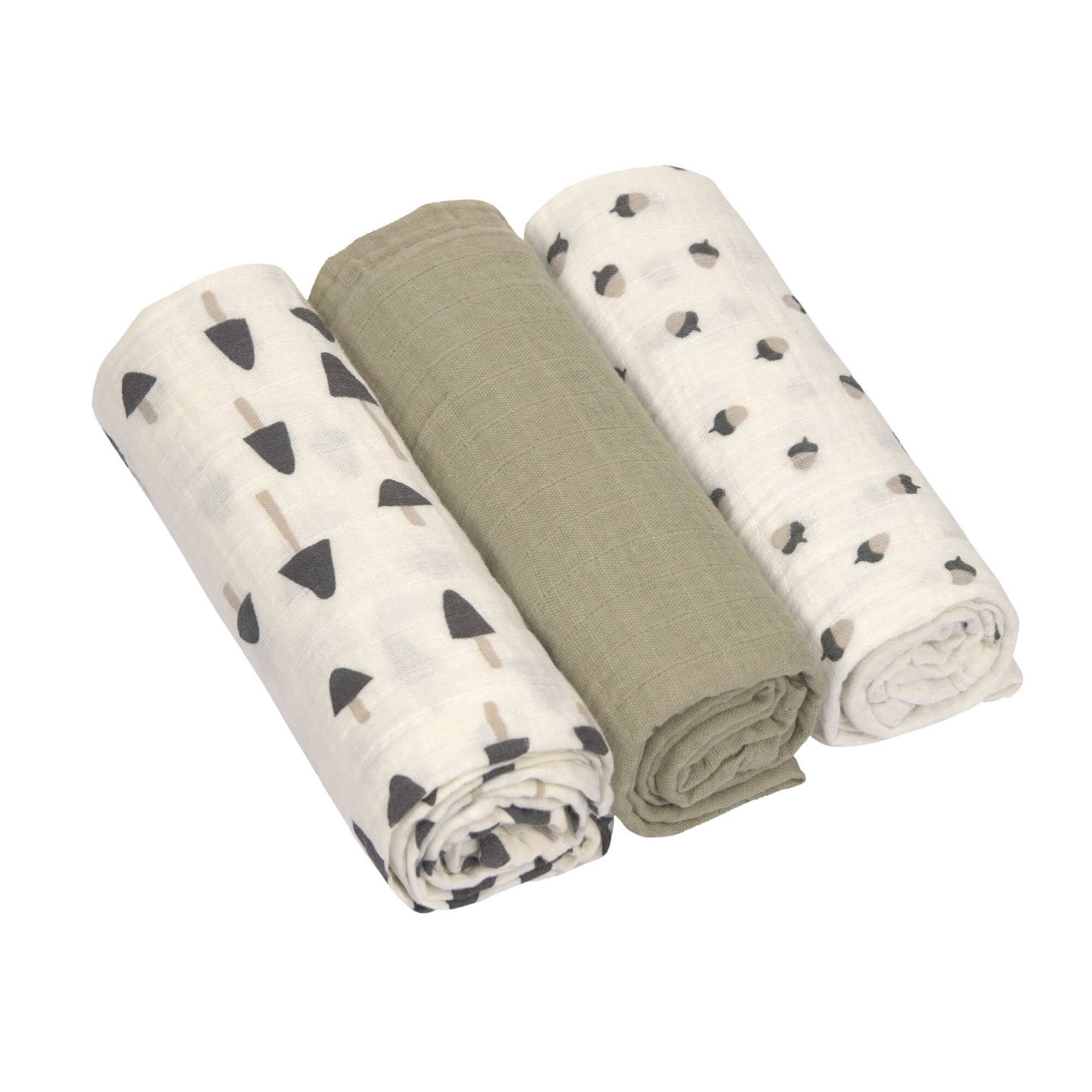 Lässig - Mulltücher 3er Set 85 x 85 cm Little Forest Olive