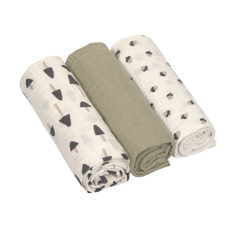Lässig - Mulltücher 3er Set 85 x 85 cm Little Forest Olive