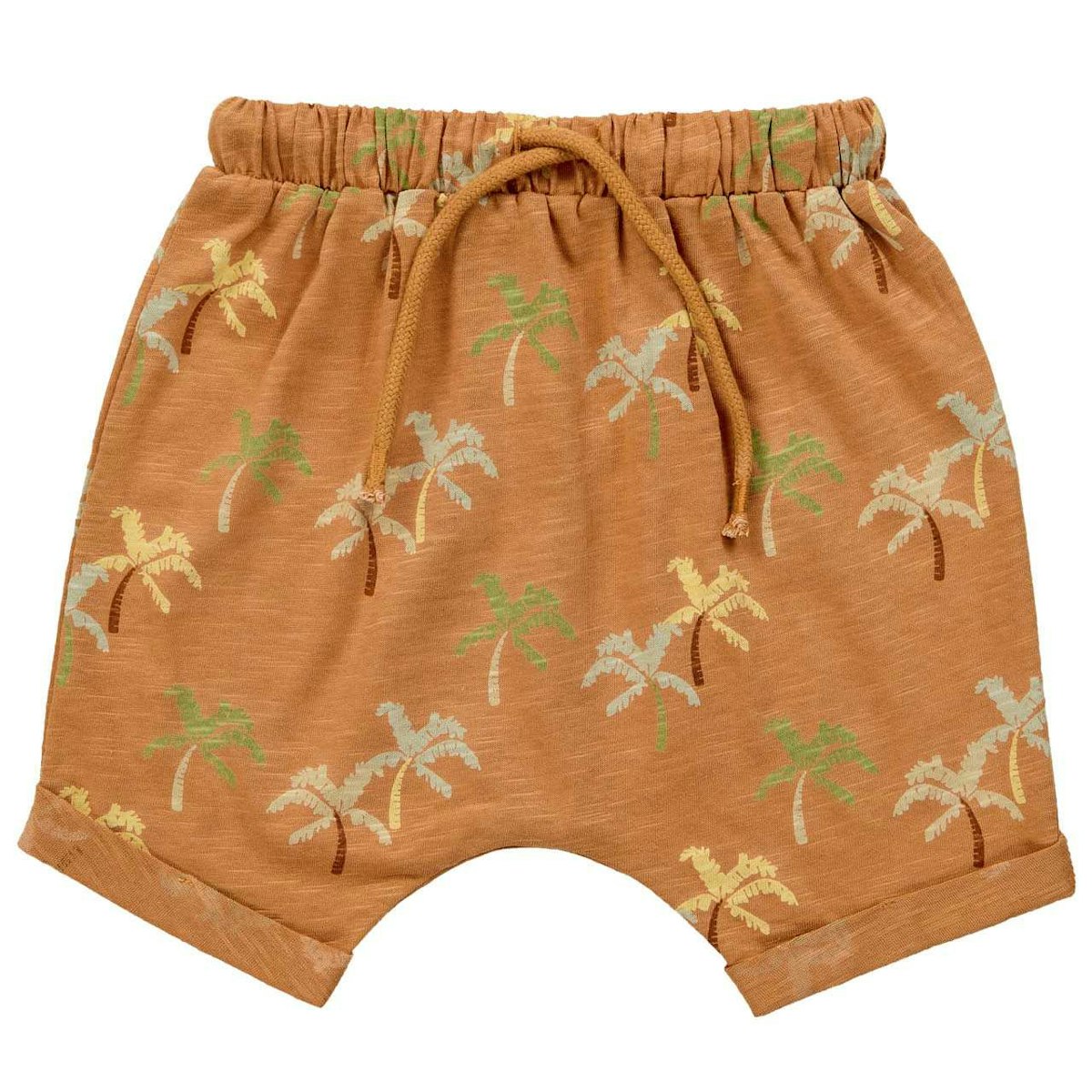 Lässig bequeme Haremhose Palmen braun 74
