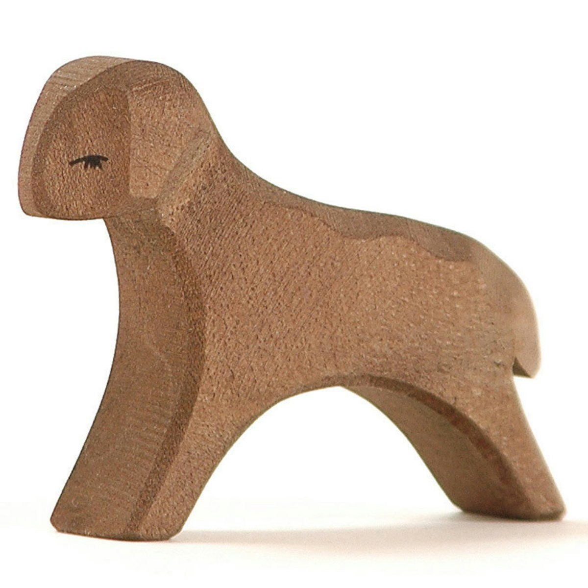 Lamm braun laufend Holzfigur handbemalt 6 cm hoch