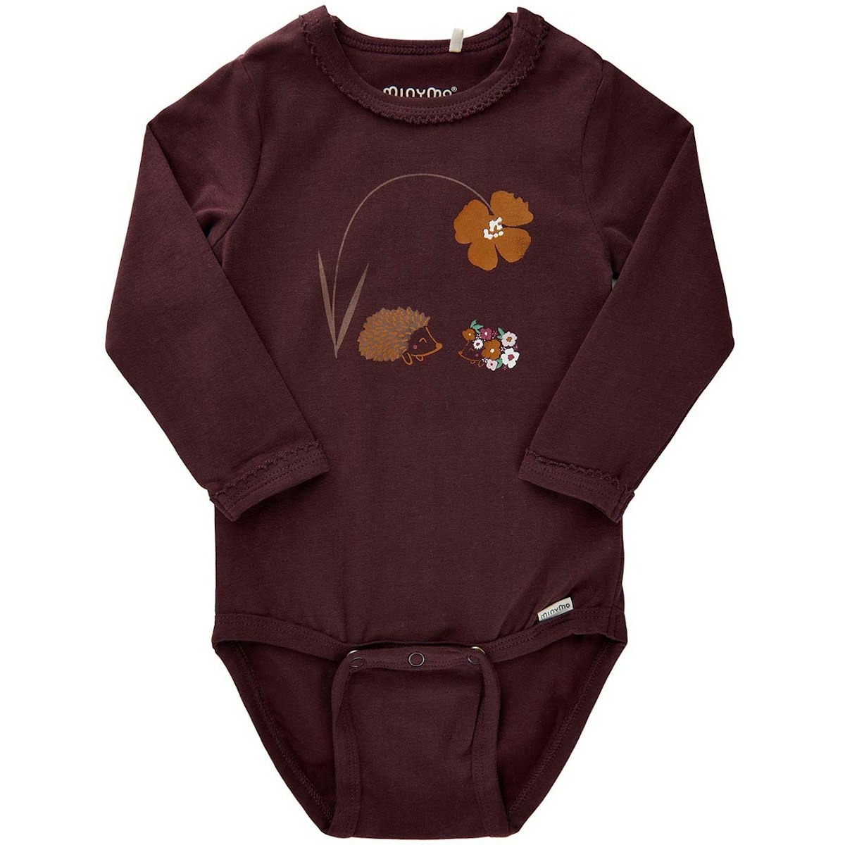 Langarm Body mit Igel dunkellila 56