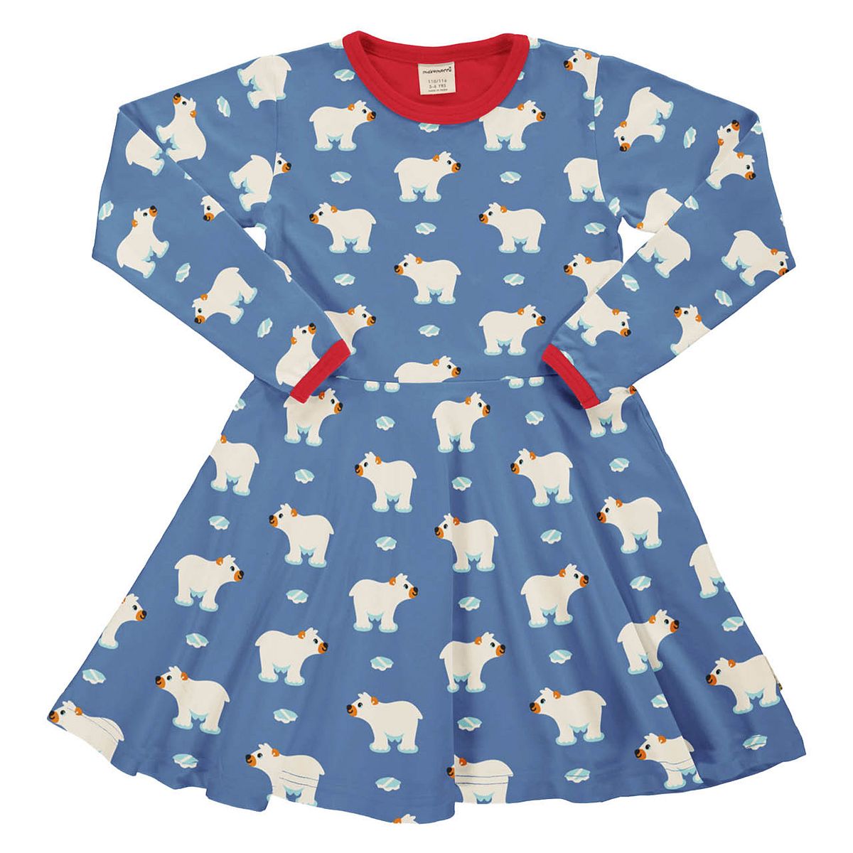 Langarm Flatterkleid Eisbär blau 104/110