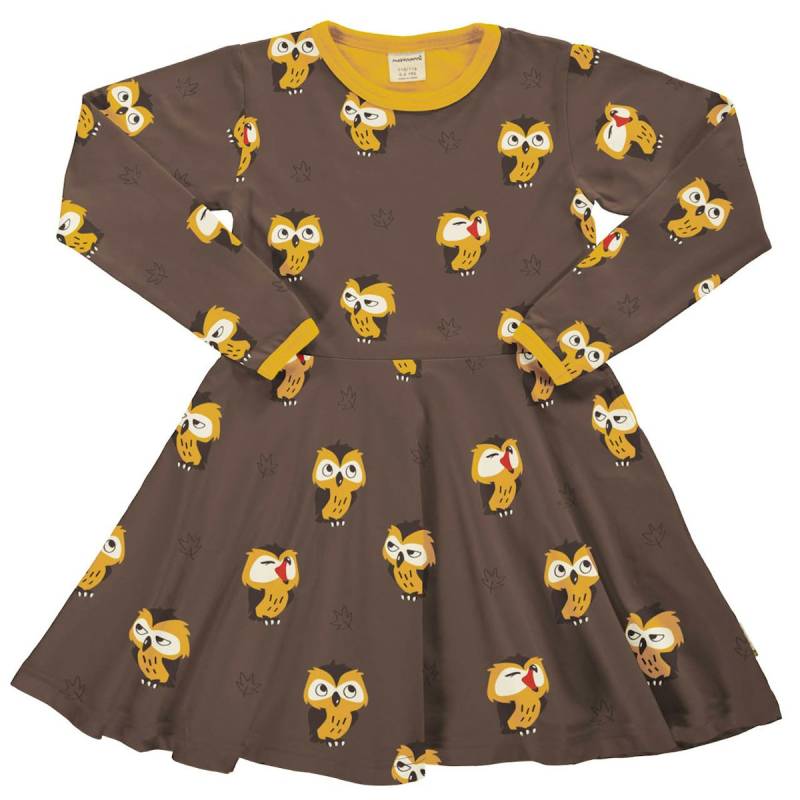 Langarm Flatterkleid Eulen braun 98/104