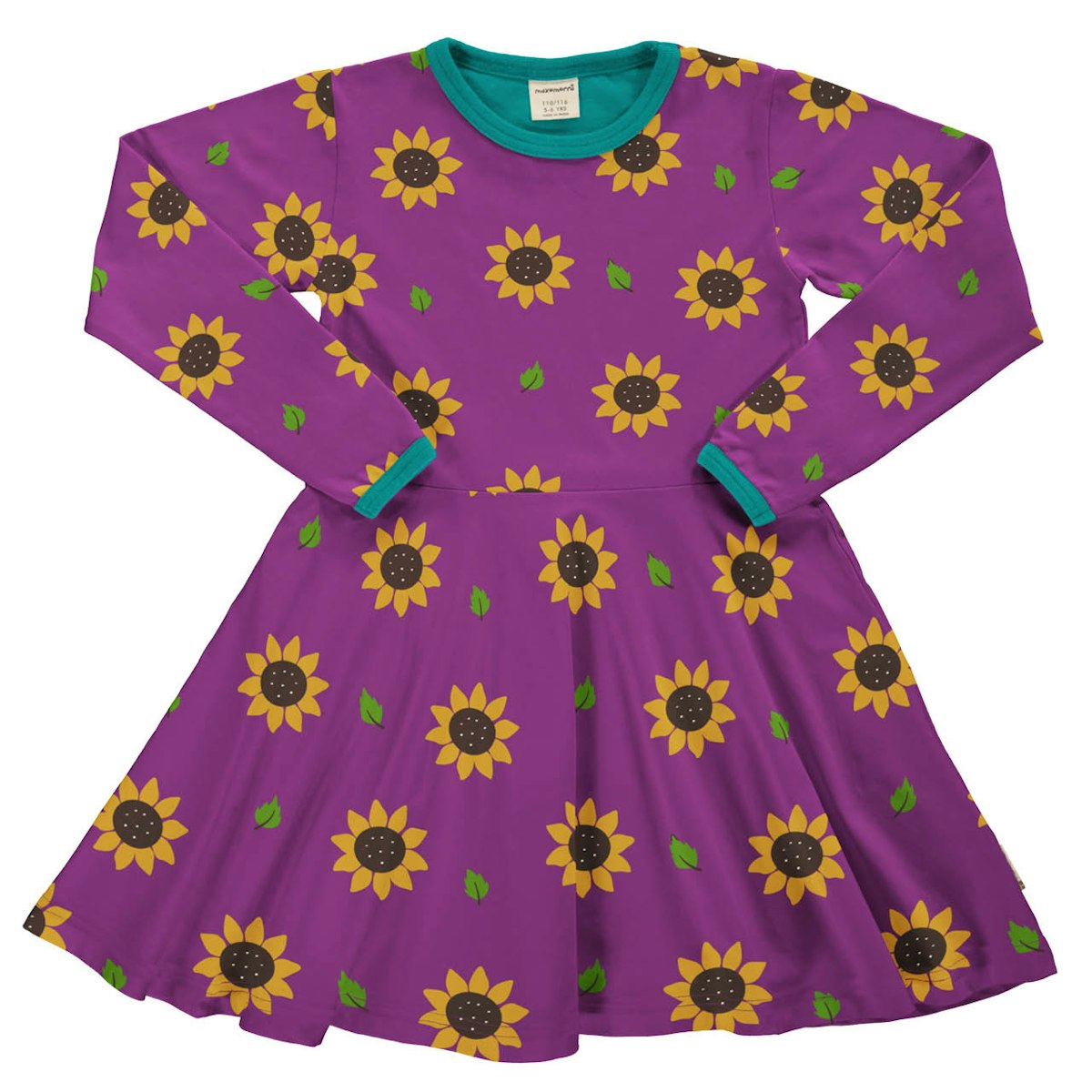 Langarm Flatterkleid Sonnenblumen lila 122/128