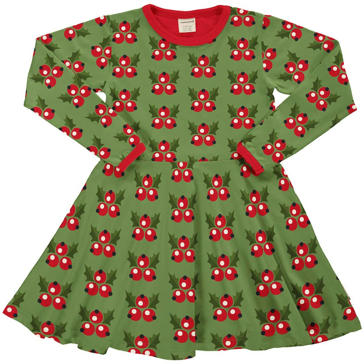 Langarm Flatterkleid weihnachtlich grün 122/128