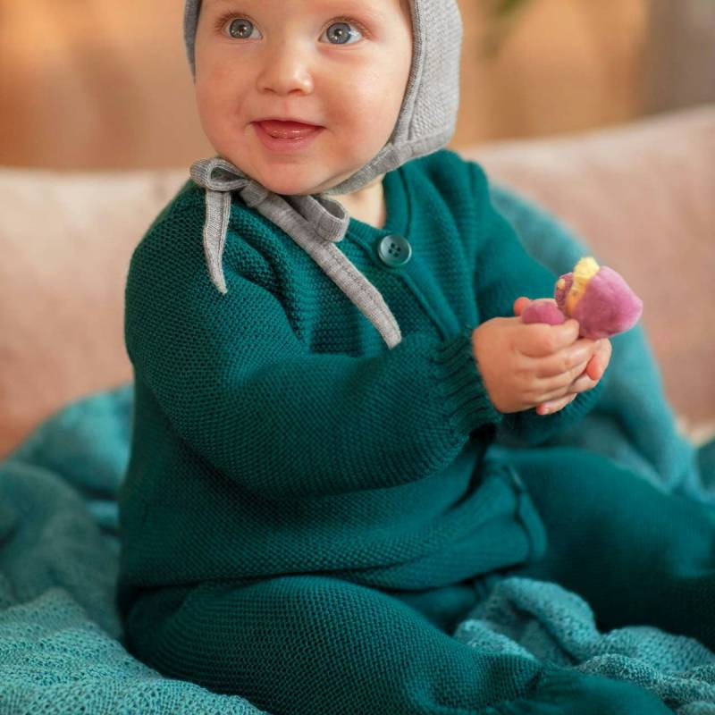 Langarm Strick Strampler petrol 62/68