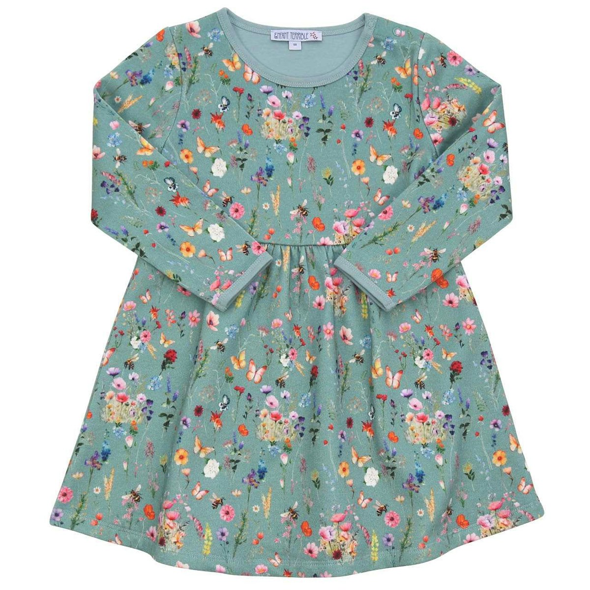Langarm Sweatkleid Blümchen türkis 128