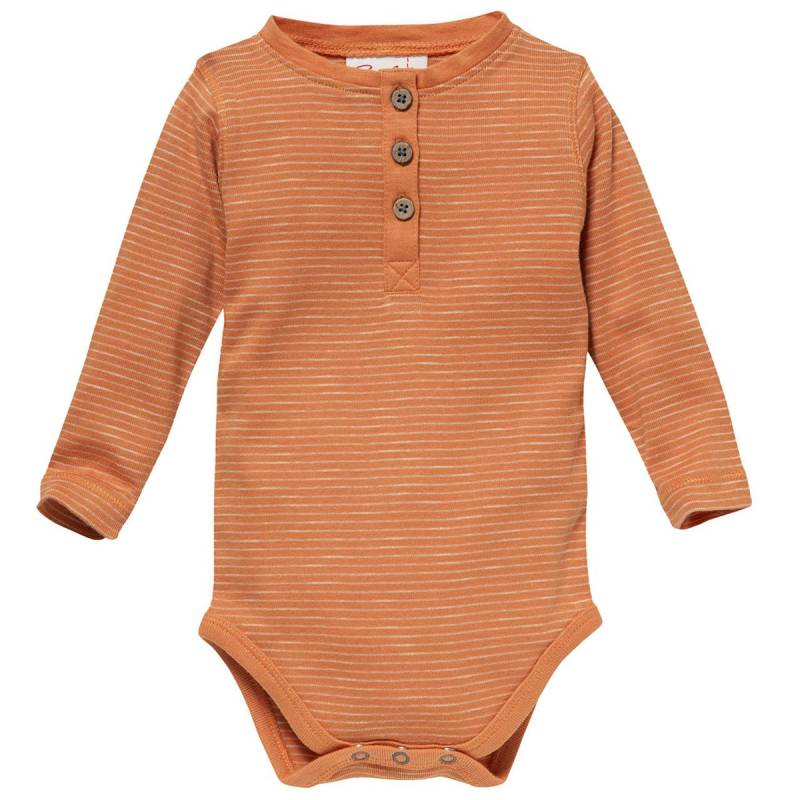 Langarmbody Knopfleiste dunkelorange geringelt 74/80