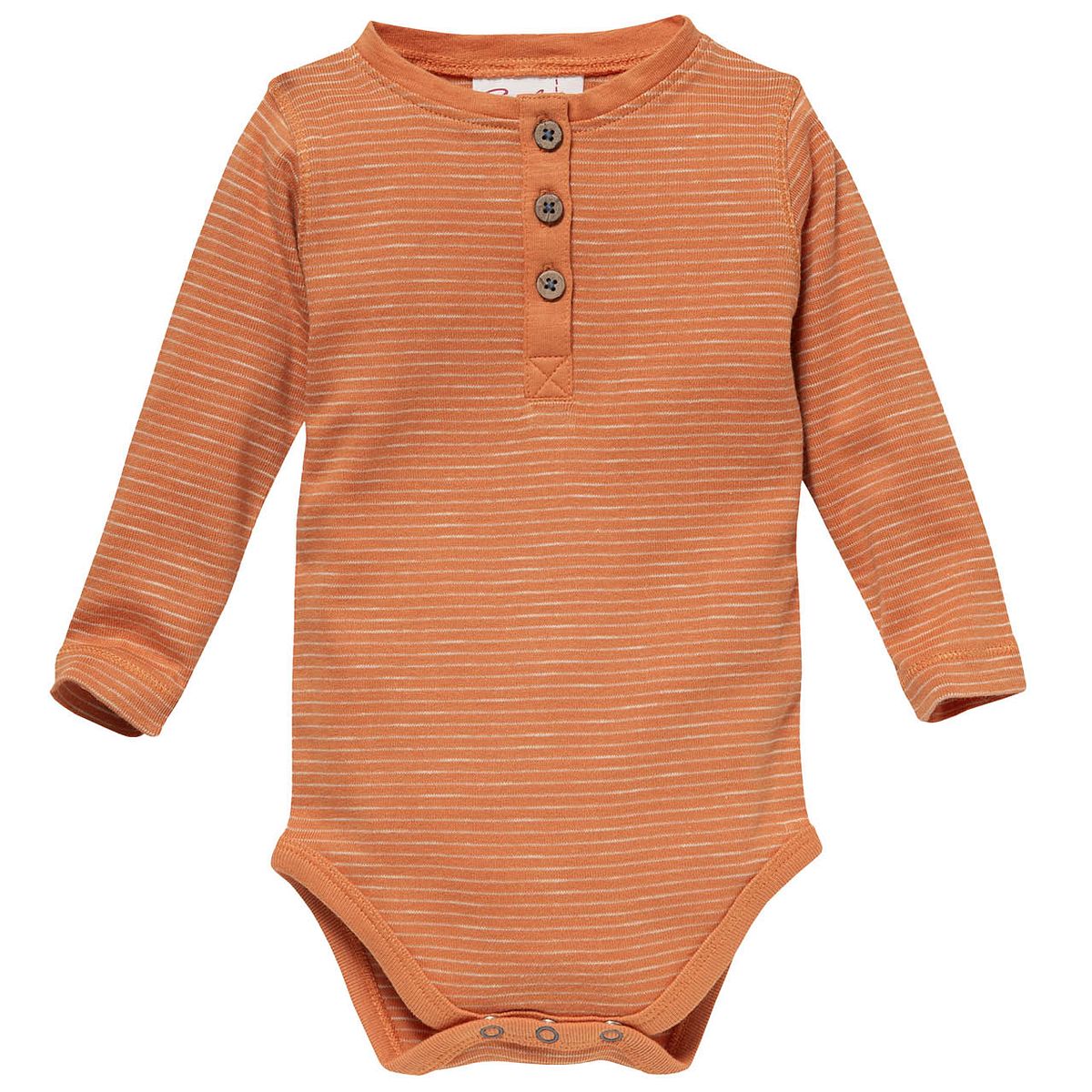 Langarmbody Knopfleiste dunkelorange geringelt 86/92