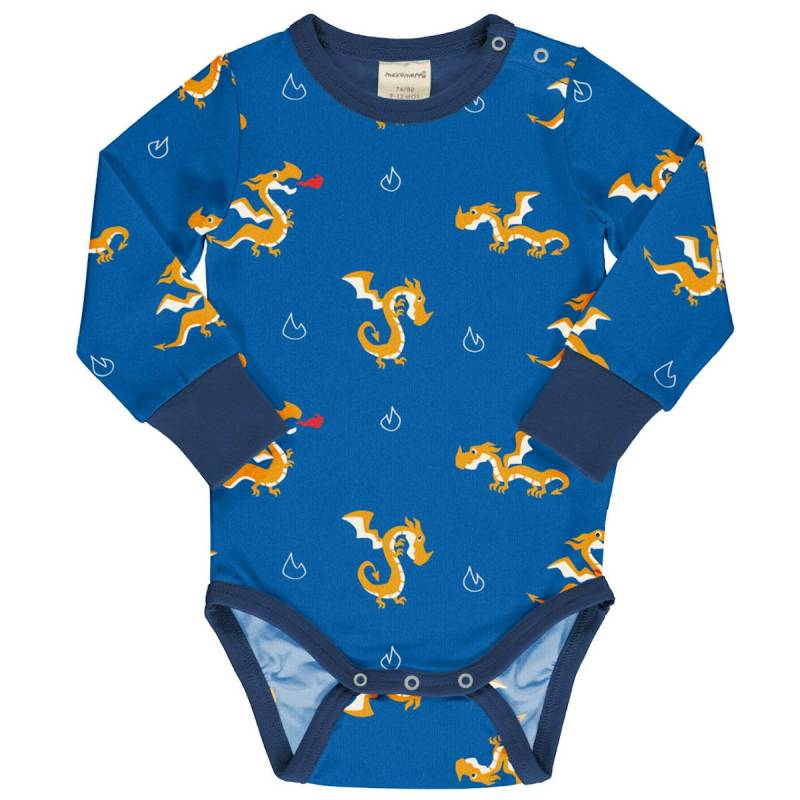 Langarmbody im blau mit Drachen Motiv 86/92 Langarmbody im blau mit Drachen Motiv 86/92