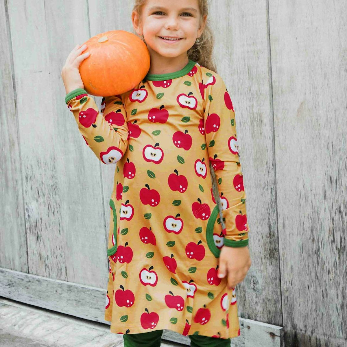 Langarmkleid Apfel gelb 104/110