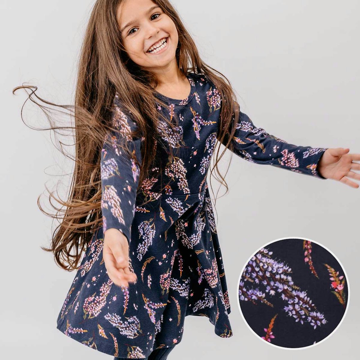Langarmkleid Heide dunkelblau 104