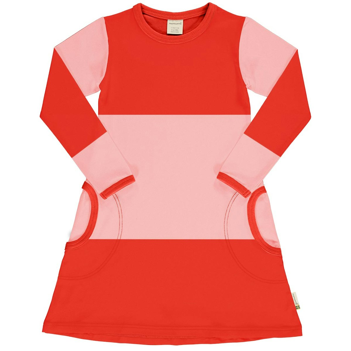 Langarmkleid im Block-Design rosa-rot 74/80
