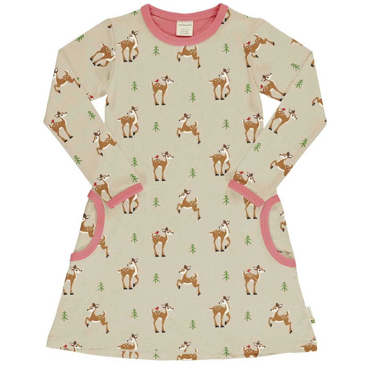 Langarmkleid mit Taschen Rehe beige 98/104