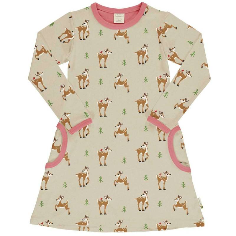 Langarmkleid mit Taschen Rehe beige 98/104
