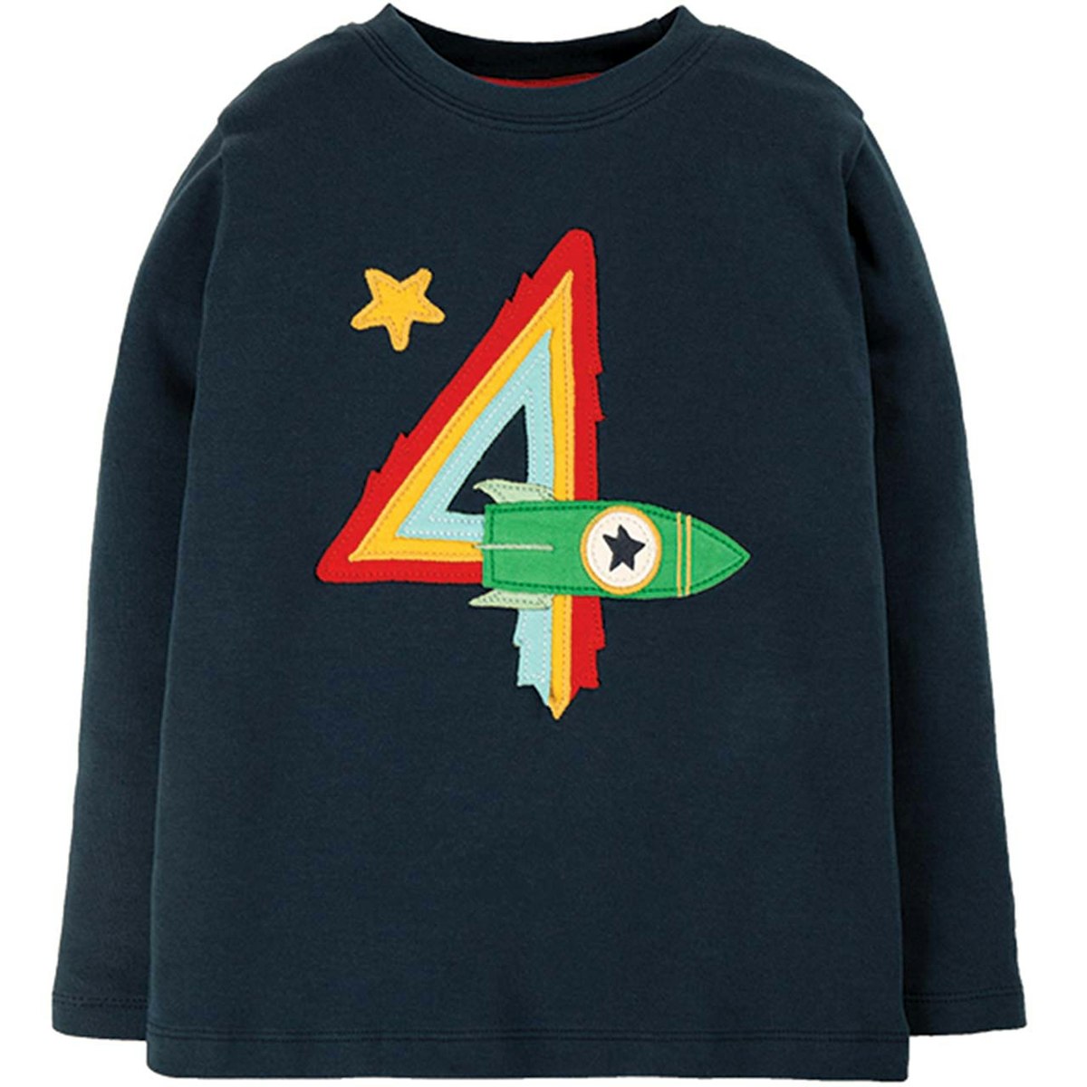 Langarmshirt 4 mit Raketen-Aufnäher navy 104/110