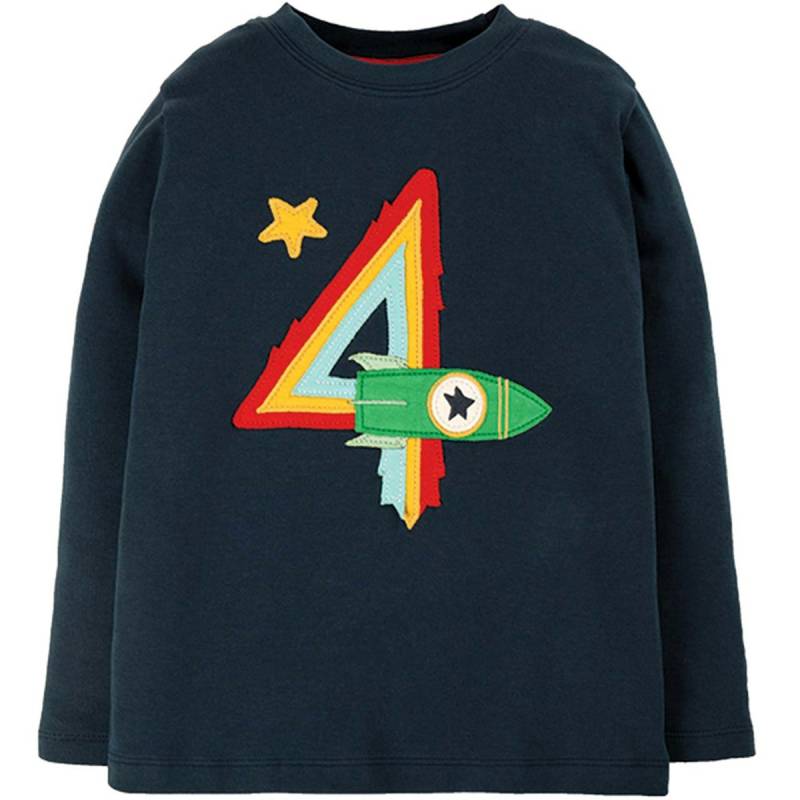 Langarmshirt 4 mit Raketen-Aufnäher navy 104/110