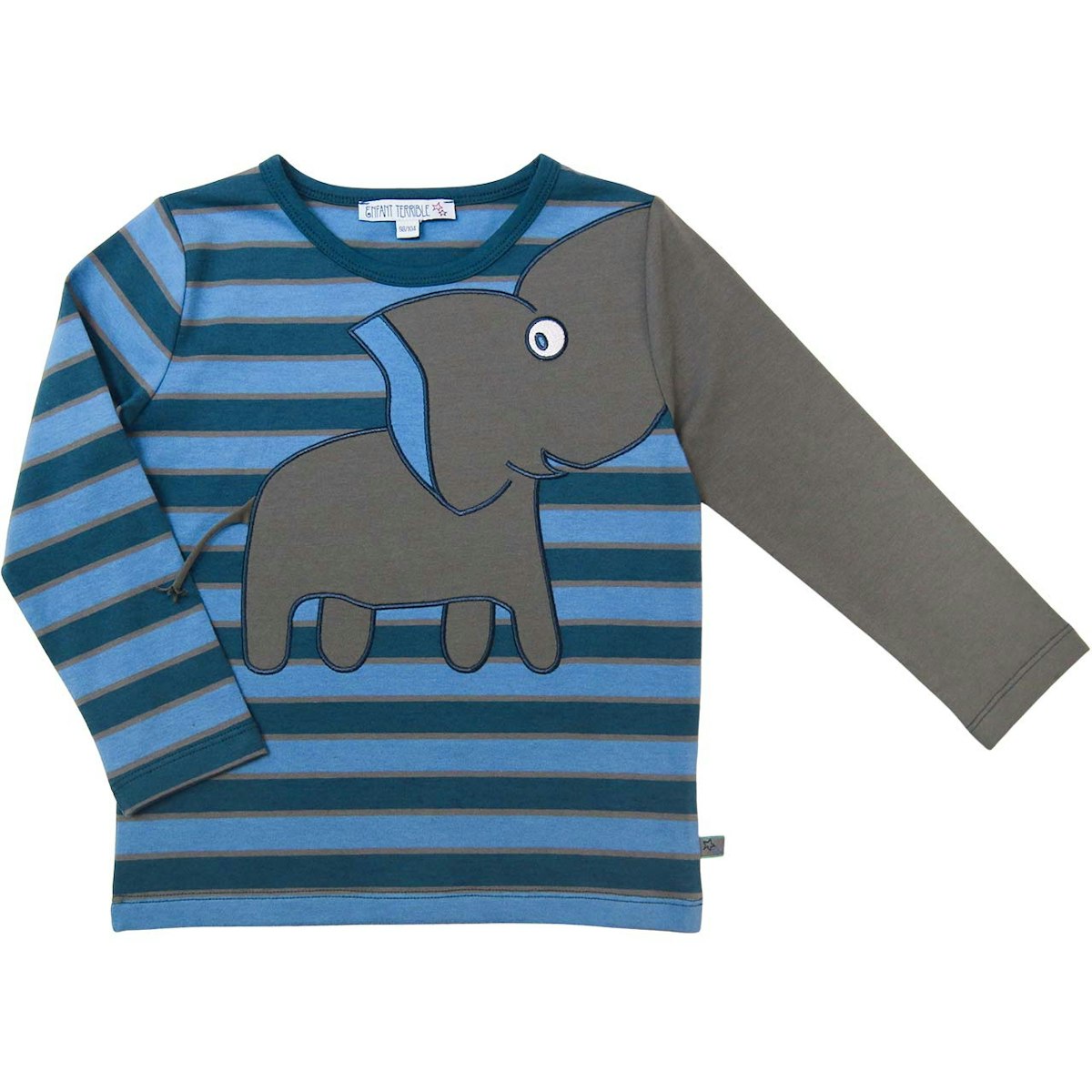 Langarmshirt Aufnäher Elefant in dunkelblau 80