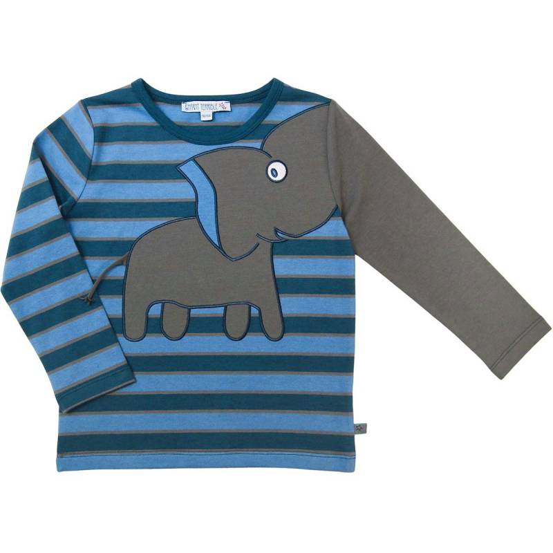 Langarmshirt Aufnäher Elefant in dunkelblau 80