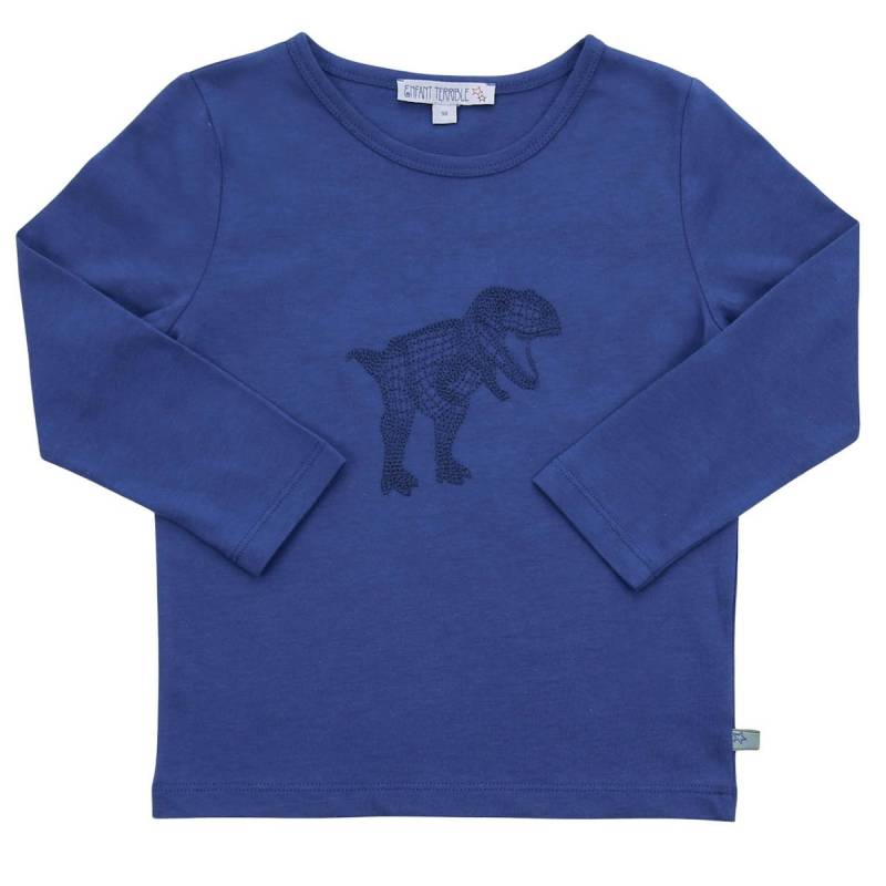 Langarmshirt Dinosaurier-Stickerei kobaltblau 140
