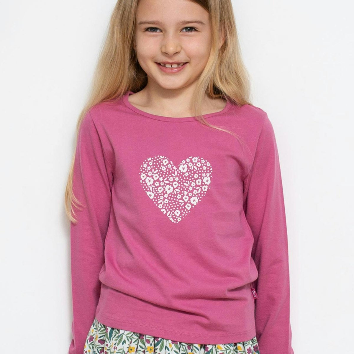 Langarmshirt Herz-Motiv rosa 92