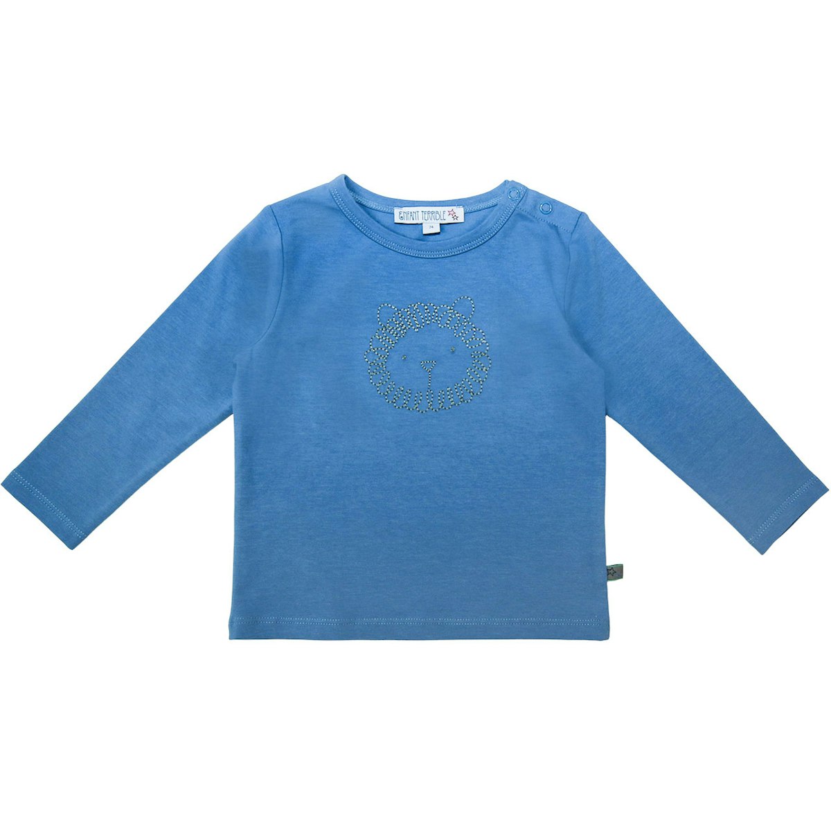 Langarmshirt Löwen-Stickerei in blau 62