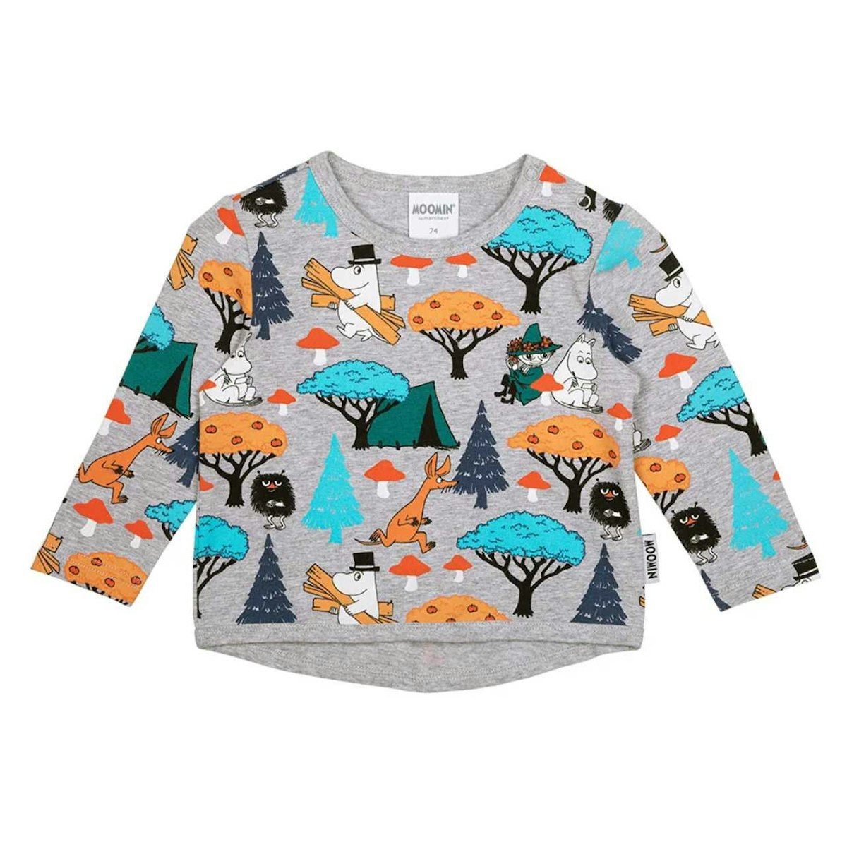 Langarmshirt Mumin-Motive grau meliert 86