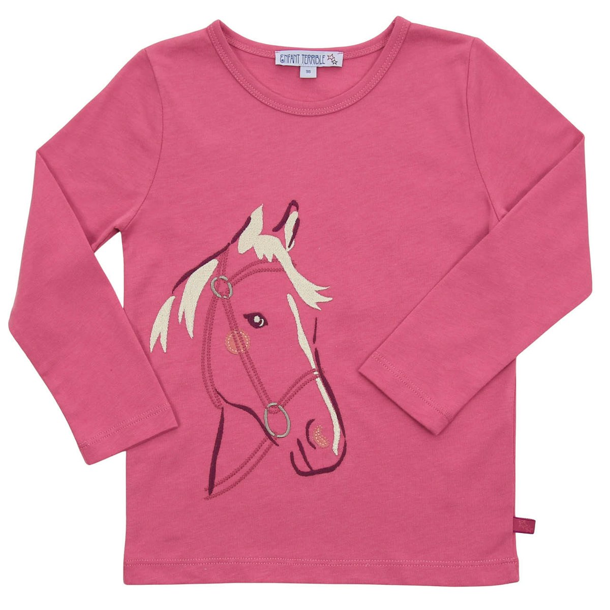 Langarmshirt Pferde-Stickerei fuchsia 140