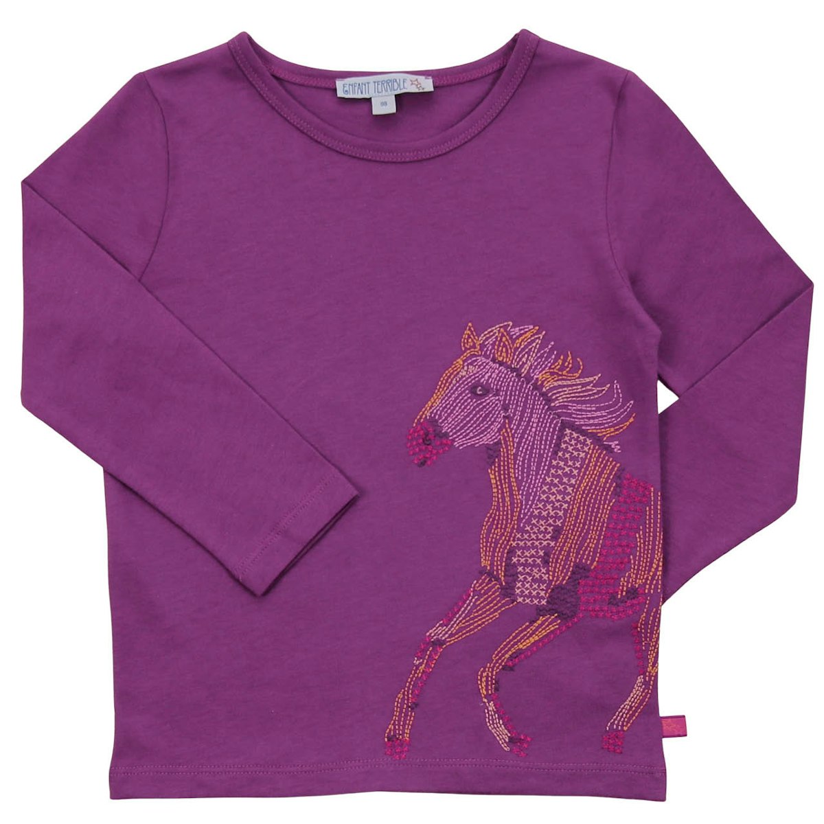 Langarmshirt Pferde-Stickerei lila 134