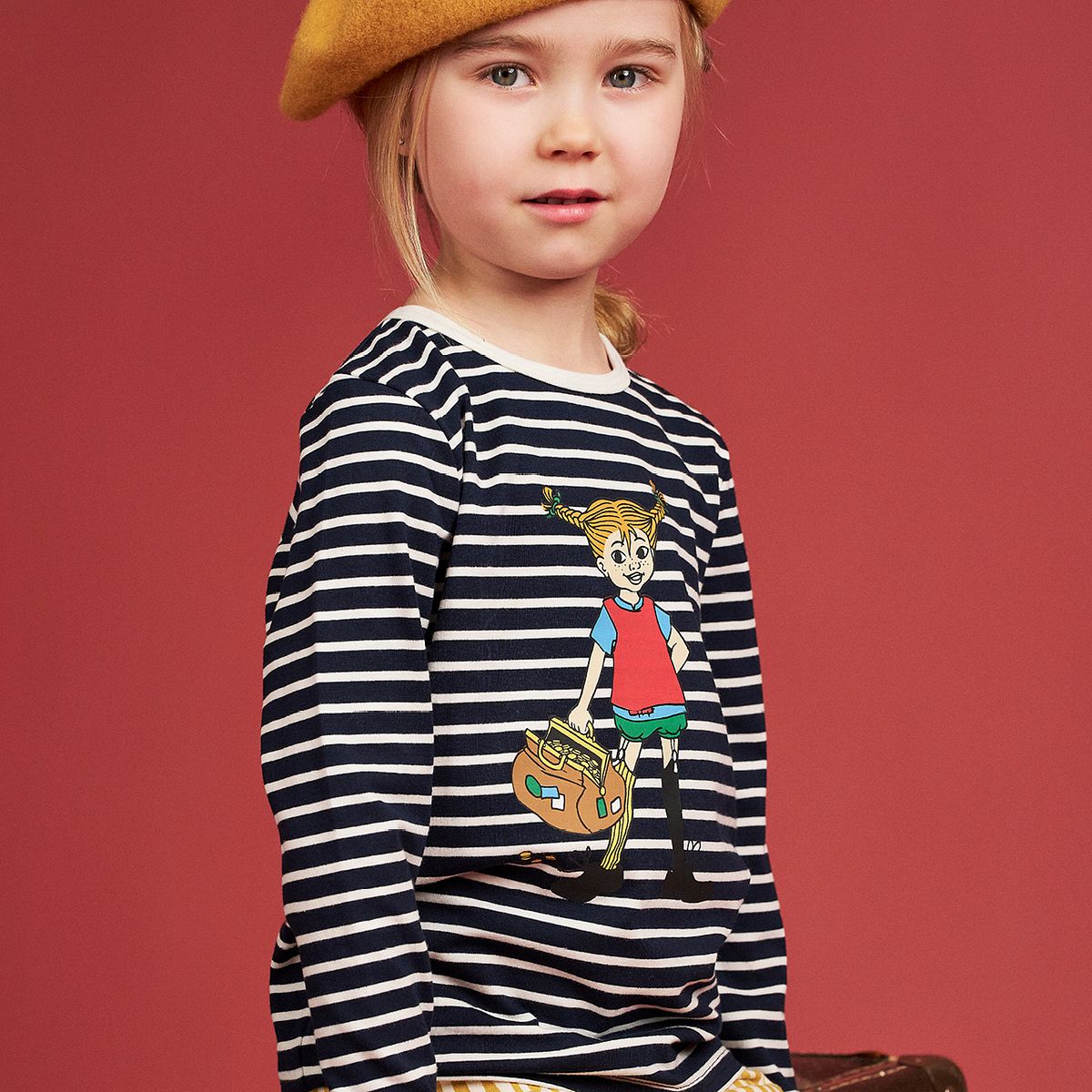 Langarmshirt Pippi Langstrumpf dunkelblau gestreift 98