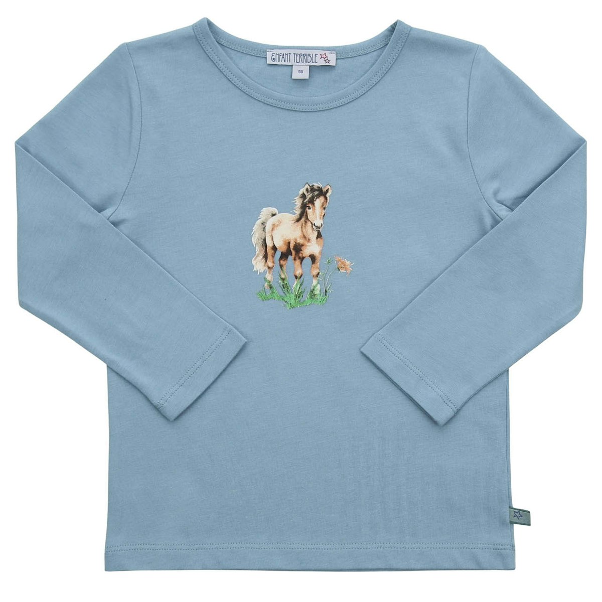 Langarmshirt Pony-Druck hellblau 116