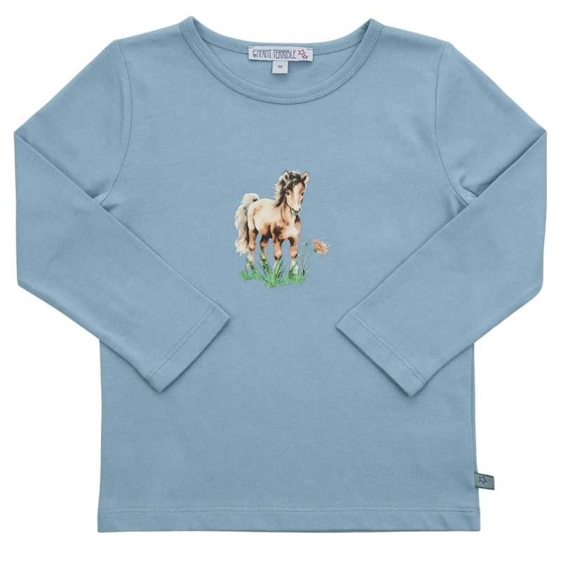 Langarmshirt Pony-Druck hellblau 116