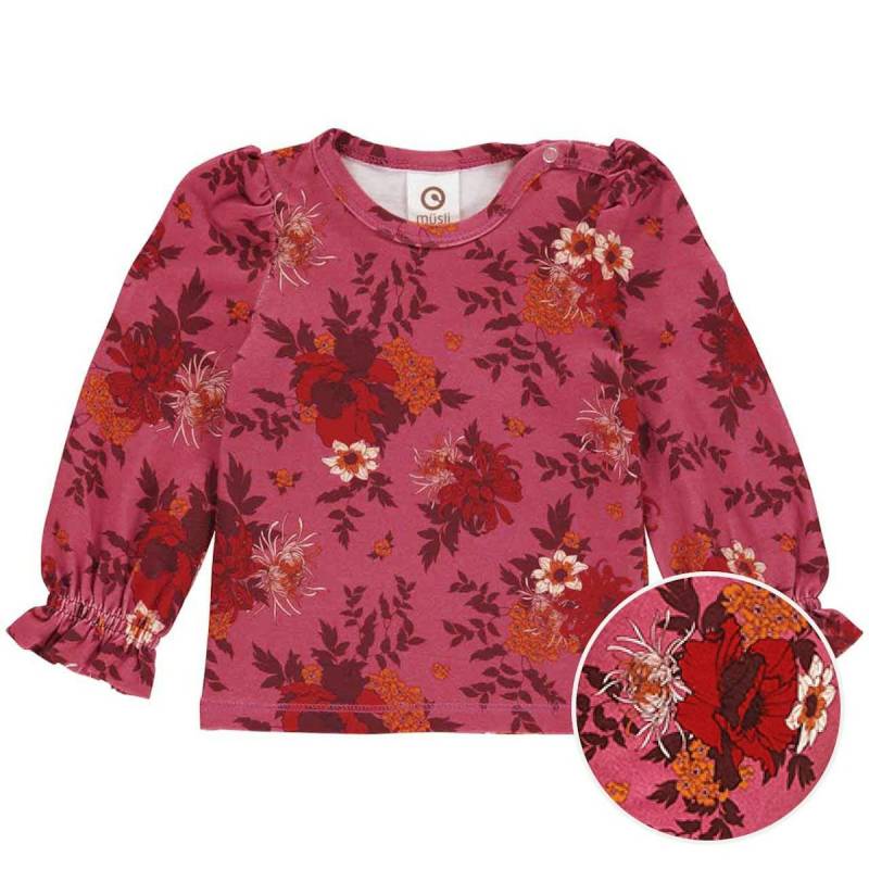 Langarmshirt Rüschenärmel Blümchen violett 86