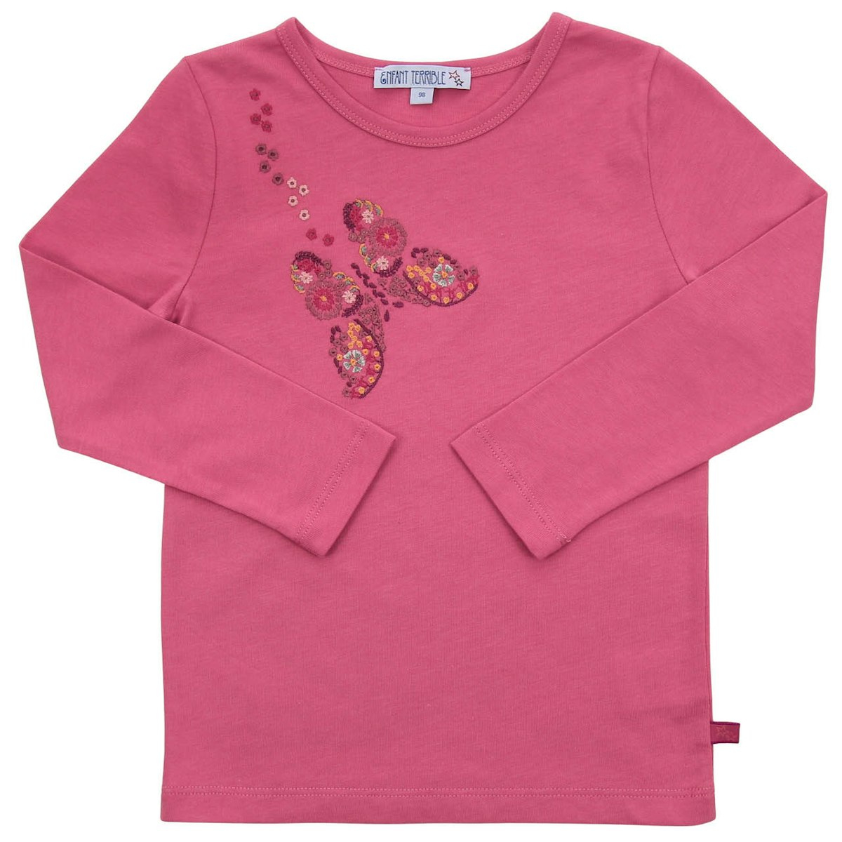 Langarmshirt Schmetterling-Stickerei fuchsia 116