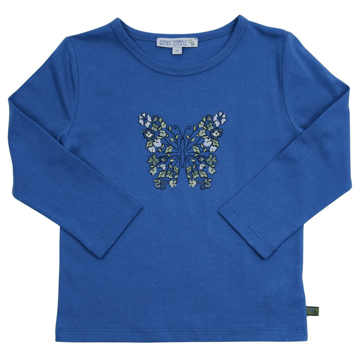 Langarmshirt Schmetterling-Stickerei marine 122