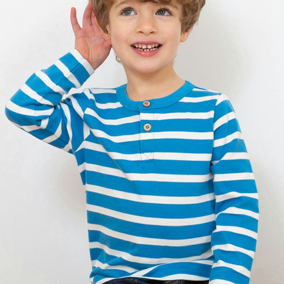 Langarmshirt Streifen blau-weiß 110