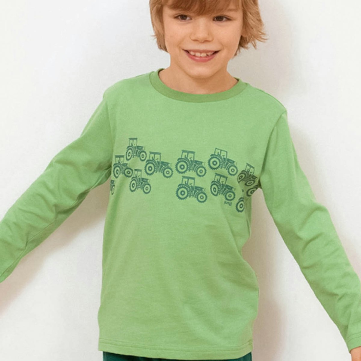 Langarmshirt Traktor grün 98